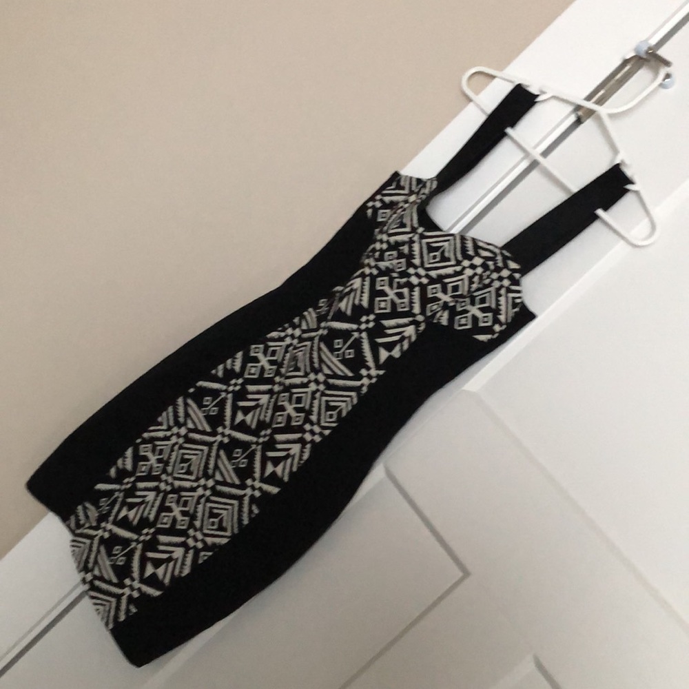 H&M Black native pattern mini dress sexy size 2